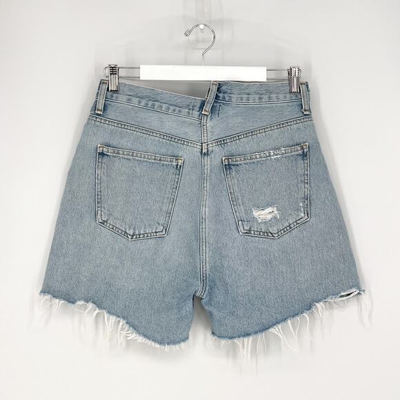 AGOLDE Criss Cross Denim Shorts Women’s Size 28 Symbol Wash High Rise - Picture 5 of 5